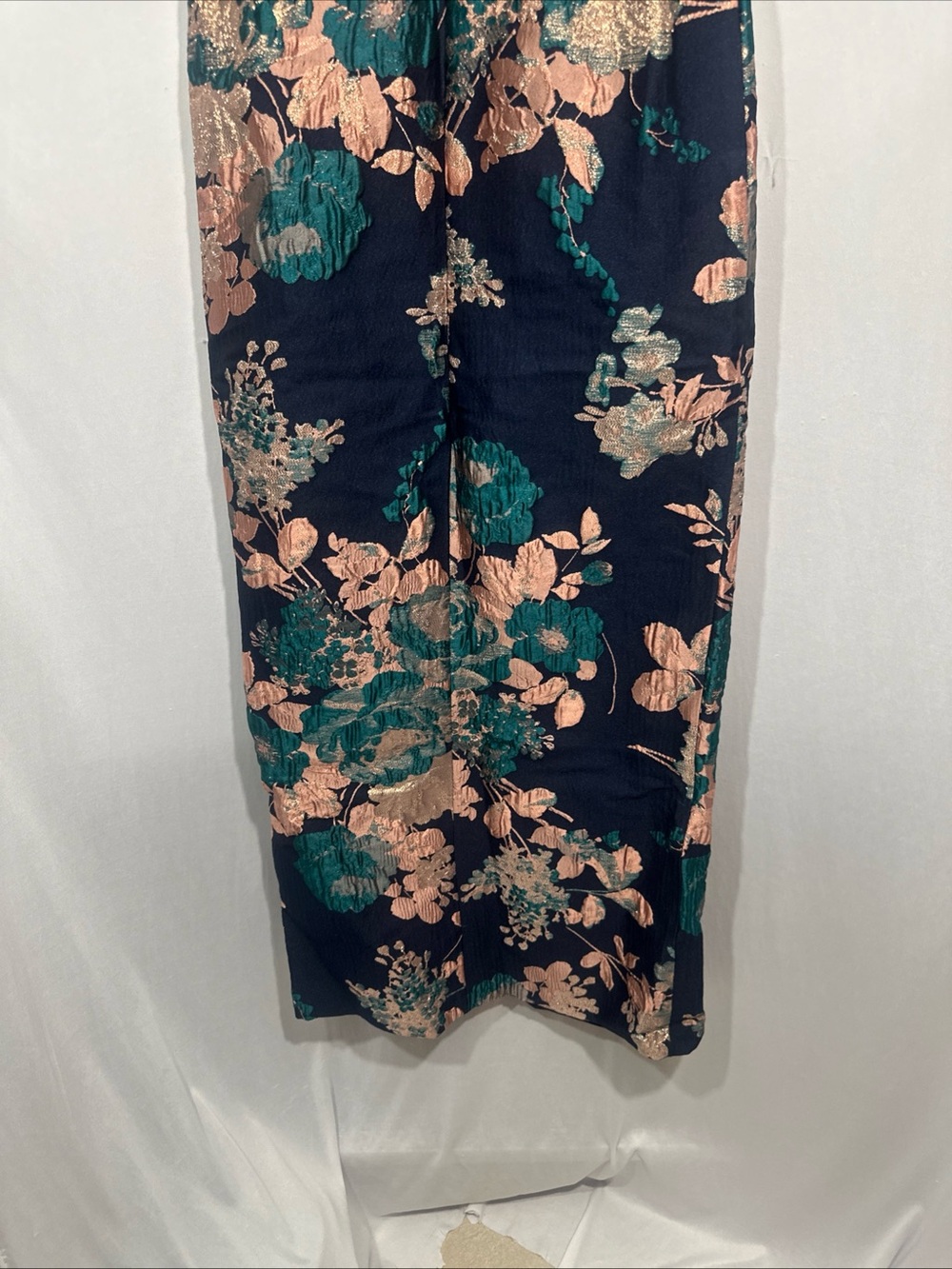 NWT $318 Kay Unger [ 6 ] Floral Jacquard Catrina 3D Bow‎ Gown Navy ApricotBlue - Picture 15 of 15